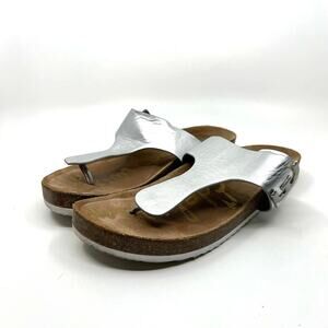 Sam Edelman Silver Thong Cork Sandals Women's 10 US